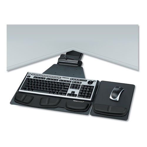 Fellowes® Professional Corner Executive Keyboard Tray, 19w X 14.75d, Black freeshipping - TVN Wholesale