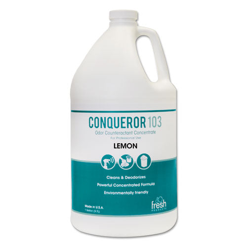 Fresh Products Conqueror 103 Odor Counteractant Concentrate, Lemon, 1 Gal Bottle, 4-carton freeshipping - TVN Wholesale
