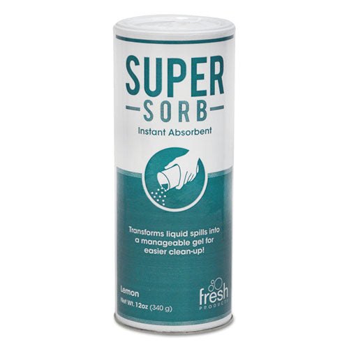 Fresh Products Super-sorb Liquid Spill Absorbent, Powder, Lemon-scent, 12 Oz. Shaker Can, 6-box freeshipping - TVN Wholesale