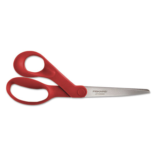 Fiskars® Our Finest Left-hand Scissors, 8" Long, 3.3" Cut Length, Red Offset Handle freeshipping - TVN Wholesale