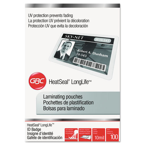 GBC® Longlife Thermal Laminating Pouches, 10 Mil, 2.56" X 3.75", Gloss Clear, 100-box freeshipping - TVN Wholesale