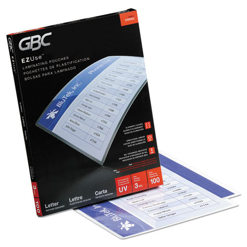 GBC® Ezuse Thermal Laminating Pouches, 3 Mil, 8.5" X 11", Gloss Clear, 200-pack freeshipping - TVN Wholesale