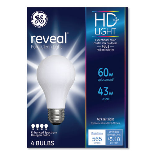 GE Reveal A19 Light Bulb, 53 W, 4-pack freeshipping - TVN Wholesale