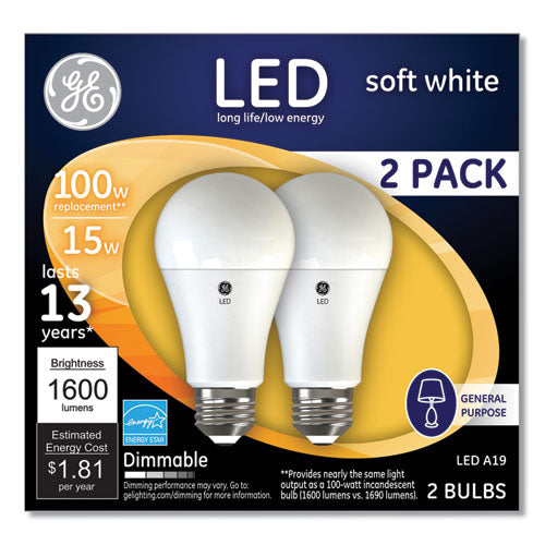 GE 100w Led Bulbs, 15 W, A19, Soft White, 2-pack freeshipping - TVN Wholesale
