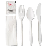 GEN Wrapped Cutlery Kit, 6,25", Fork-napkin-salt, Polypropylene, White, 500-carton freeshipping - TVN Wholesale