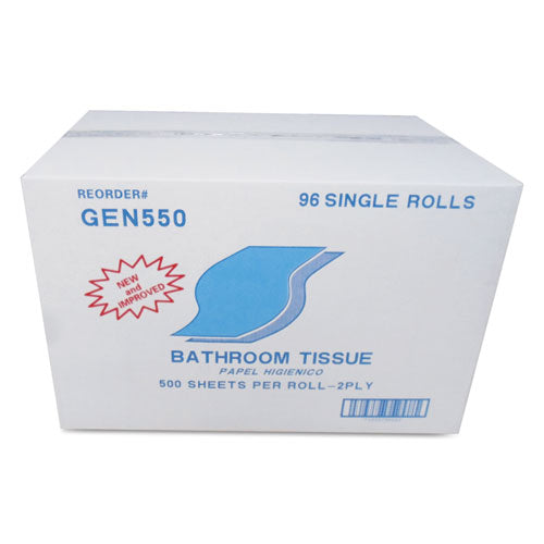 GEN Bath Tissue, Septic Safe, 2-ply, White, 500 Sheets-roll, 96 Rolls-carton freeshipping - TVN Wholesale