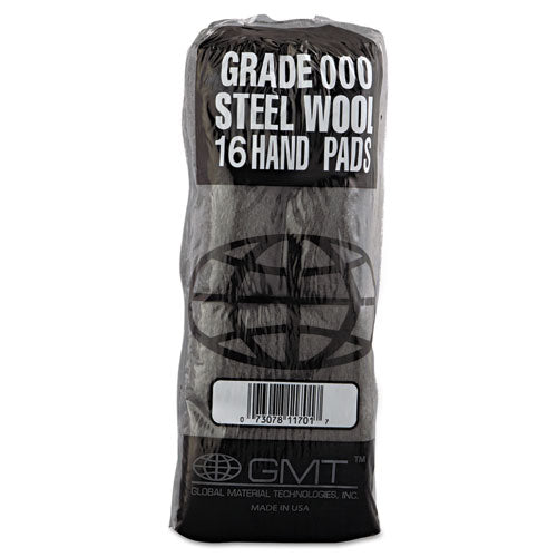 GMT Industrial-quality Steel Wool Hand Pads, #000 Extra Fine, Steel Gray, 16 Pads-sleeve, 12 Sleeves-carton freeshipping - TVN Wholesale