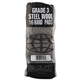 GMT Industrial-quality Steel Wool Hand Pads, #3 Medium, Steel Gray, 16 Pads-sleeve, 12 Sleeves-carton freeshipping - TVN Wholesale