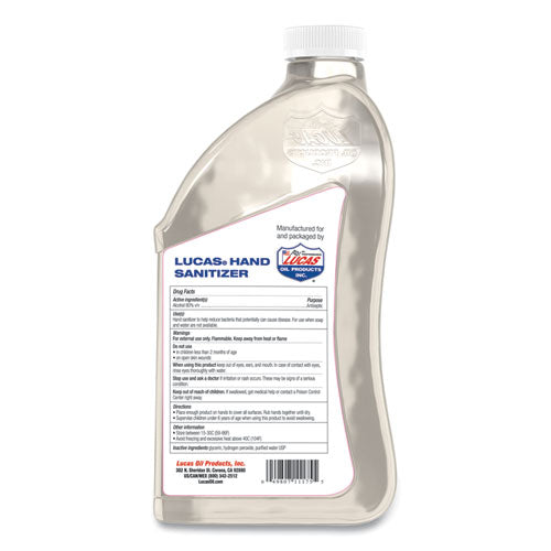Lucas Oil Liquid Hand Sanitizer, 0.5 Gal Bottle, Unscented, 6-carton freeshipping - TVN Wholesale