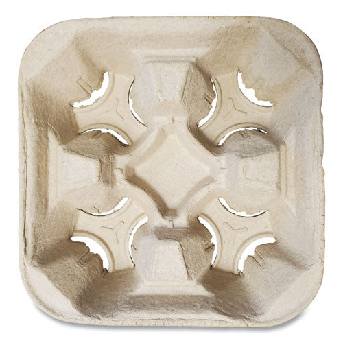 GN1 Molded Fiber Cup Carrier, 8 Oz To 32 Oz, Four Cups, Kraft, 300-carton freeshipping - TVN Wholesale