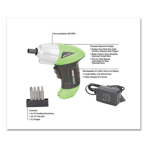 OEMTOOLS® 4v Max. Li-ion Cordless Screwdriver, 230 Rpm freeshipping - TVN Wholesale
