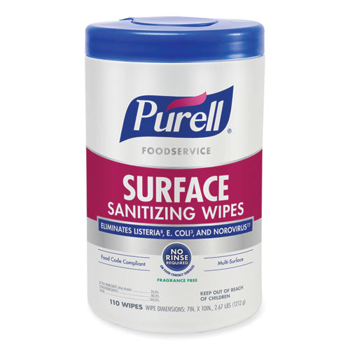 PURELL® Foodservice Surface Sanitizing Wipes, Fragrance-free, 10 X 7, 110-canister, 6 Canisters-carton freeshipping - TVN Wholesale