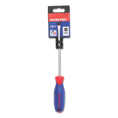 Workpro® Straight-handle Cushion-grip Screwdriver, 1-4" Slotted Tip, 6" Shaft freeshipping - TVN Wholesale