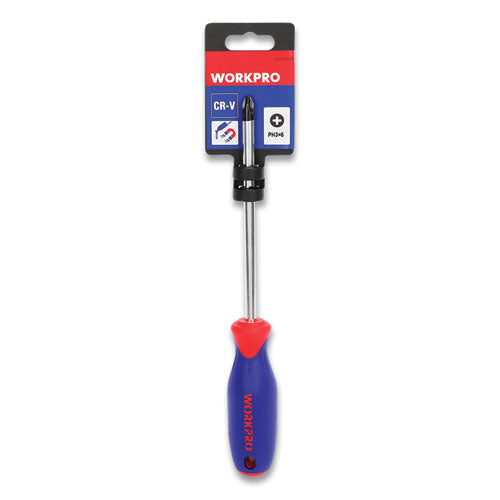Workpro® Straight-handle Cushion-grip Screwdriver, #3 Phillips Tip, 6" Shaft freeshipping - TVN Wholesale