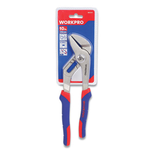 Workpro® Groove Joint Pliers, 10" Long, Ni-fe-coated Drop-forged Carbon Steel, Blue-red Soft-grip Handle freeshipping - TVN Wholesale