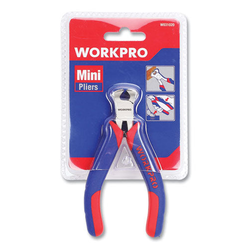 Workpro® Mini End-cutting Pliers, 5" Long, Ni-fe-coated Drop-forged Carbon Steel, Blue-red Soft-grip Handle freeshipping - TVN Wholesale
