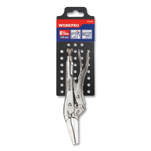 Workpro® Locking Pliers, Tapered Long Nose, Straight Jaw, 6.5" Long, Chrome-vanadium Steel, Chrome Quick-lock-release Handle freeshipping - TVN Wholesale