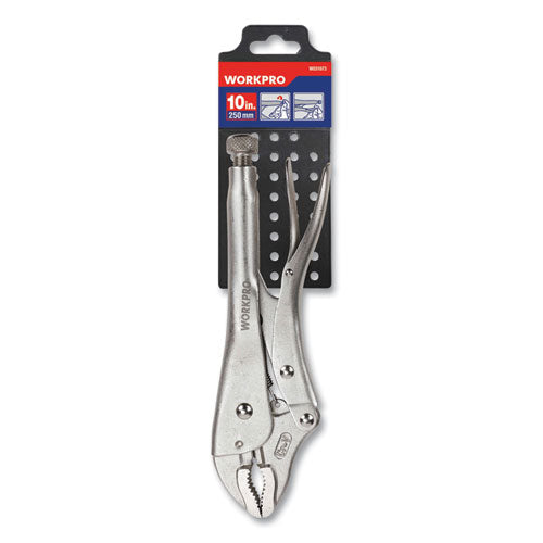 Workpro® Locking Pliers, Short Nose, Curved Jaw, 10" Long, Chrome-vanadium Steel, Chrome Quick-lock-release Handle freeshipping - TVN Wholesale