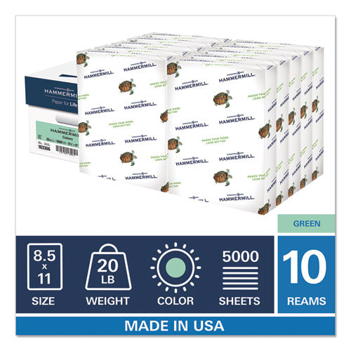 Hammermill® Colors Print Paper, 20lb, 8.5 X 11, Green, 500 Sheets-ream, 10 Reams-carton freeshipping - TVN Wholesale