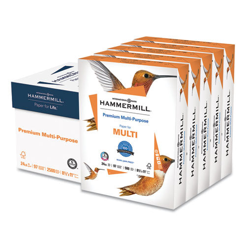 Hammermill® Premium Multipurpose Print Paper, 97 Bright, 20lb, 8.5 X 11, White, 500 Sheets-ream, 10 Reams-carton freeshipping - TVN Wholesale