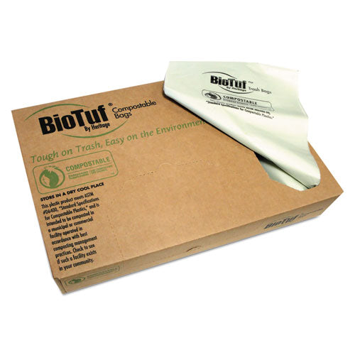 Heritage Biotuf Compostable Can Liners, 60 Gal, 0.9 Mil, 38" X 58", Green, 100-carton freeshipping - TVN Wholesale