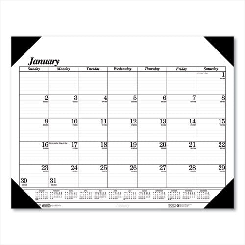 House of Doolittle™ Recycled One-color Refillable Monthly Desk Pad Calendar, 22 X 17, White Sheets, Black Binding-corners,12-month(jan-dec): 2022 freeshipping - TVN Wholesale