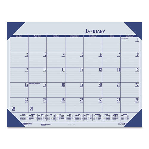 House of Doolittle™ Ecotones Recycled Monthly Desk Pad Calendar, 18.5 X 13, Ocean Blue Sheets-corners, Black Binding, 12-month (jan To Dec): 2022 freeshipping - TVN Wholesale
