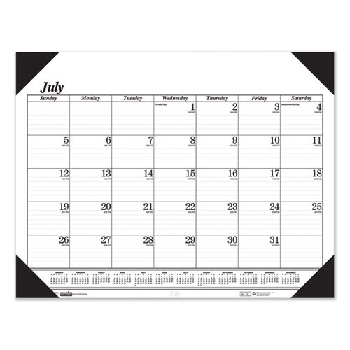 House of Doolittle™ Recycled Economy Academic Desk Pad Calendar, 22 X 17, White-black Sheets, Black Binding-corners,14-month(july-aug): 2021-2022 freeshipping - TVN Wholesale
