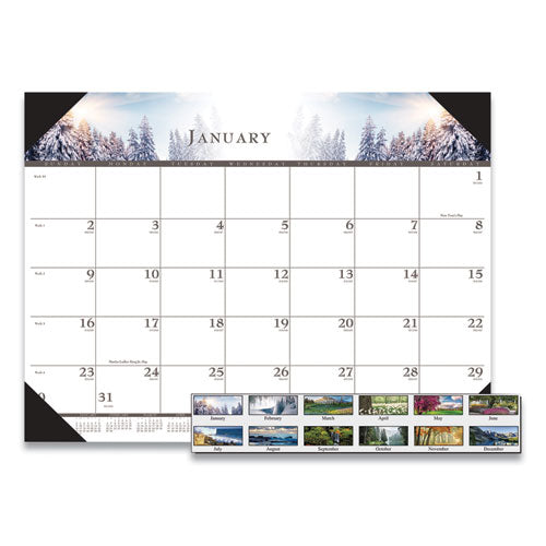 House of Doolittle™ Recycled Full-color Monthly Desk Pad Calendar, Nature Photography, 22 X 17, Black Binding-corners,12-month (jan To Dec): 2022 freeshipping - TVN Wholesale
