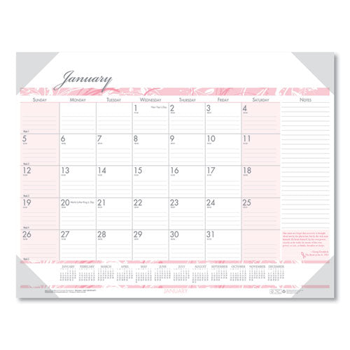 House of Doolittle™ Recycled Monthly Desk Pad Calendar, Breast Cancer Awareness Artwork, 18.5 X 13, Black Binding-corners,12-month(jan-dec): 2022 freeshipping - TVN Wholesale