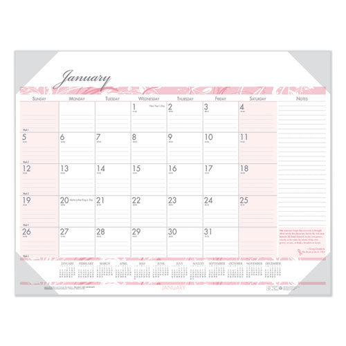 House of Doolittle™ Recycled Monthly Desk Pad Calendar, Breast Cancer Awareness Artwork, 22 X 17, Black Binding-corners,12-month (jan-dec): 2022 freeshipping - TVN Wholesale
