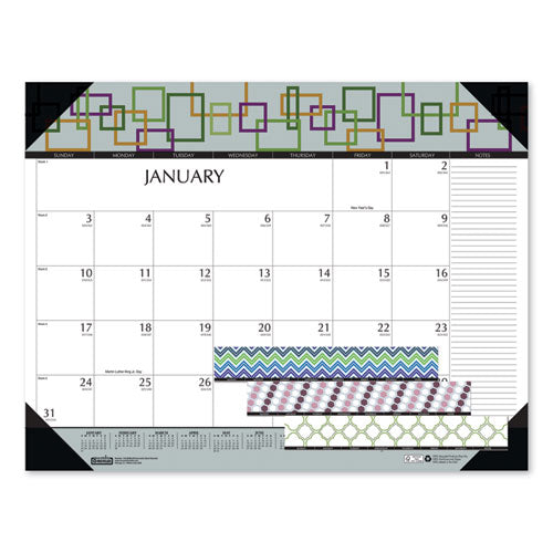 House of Doolittle™ Recycled Desk Pad Calendar, Geometric Artwork, 22 X 17, White Sheets, Black Binding-corners,12-month (jan To Dec): 2022 freeshipping - TVN Wholesale