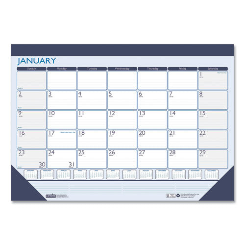 House of Doolittle™ Recycled Contempo Desk Pad Calendar, 22 X 17, White-blue Sheets, Blue Binding, Blue Corners, 12-month (jan To Dec): 2022 freeshipping - TVN Wholesale