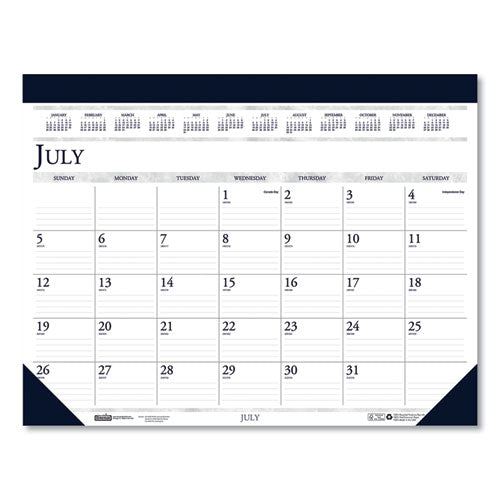 House of Doolittle™ Recycled Academic Desk Pad Calendar, 18.5 X 13, White-blue Sheets, Blue Binding-corners, 14-month (july To Aug): 2021 To 2022 freeshipping - TVN Wholesale