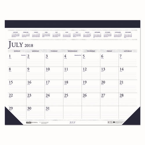 House of Doolittle™ Recycled Academic Desk Pad Calendar, 18.5 X 13, White-blue Sheets, Blue Binding-corners, 14-month (july To Aug): 2021 To 2022 freeshipping - TVN Wholesale