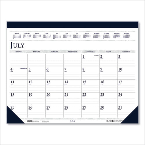 House of Doolittle™ Recycled Academic Desk Pad Calendar, 22 X 17, White-blue Sheets, Blue Binding-corners, 14-month (july To Aug): 2021 To 2022 freeshipping - TVN Wholesale