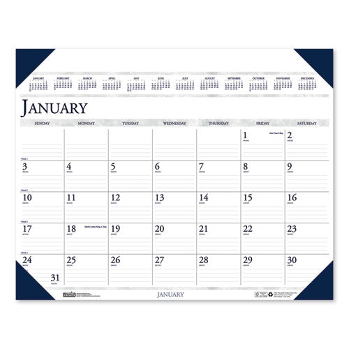House of Doolittle™ Executive Monthly Desk Pad Calendar, 24 X 19, White-blue Sheets, Blue Corners, 12-month (jan To Dec): 2022 freeshipping - TVN Wholesale
