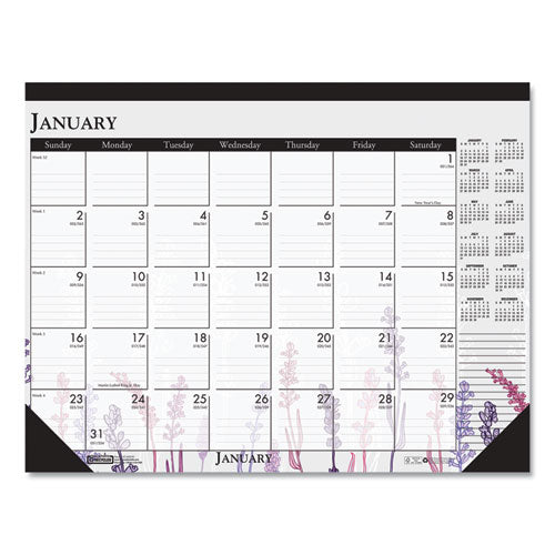 House of Doolittle™ Recycled Desk Pad Calendar, Wild Flowers Artwork, 22 X 17, White Sheets, Black Binding-corners,12-month (jan-dec): 2022 freeshipping - TVN Wholesale