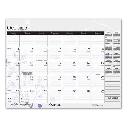 House of Doolittle™ Recycled Desk Pad Calendar, Wild Flowers Artwork, 18.5 X 13, White Sheets, Black Binding-corners,12-month (jan-dec): 2022 freeshipping - TVN Wholesale