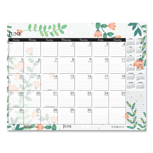 House of Doolittle™ Recycled Desk Pad Calendar, Wild Flowers Artwork, 18.5 X 13, White Sheets, Black Binding-corners,12-month (jan-dec): 2022 freeshipping - TVN Wholesale