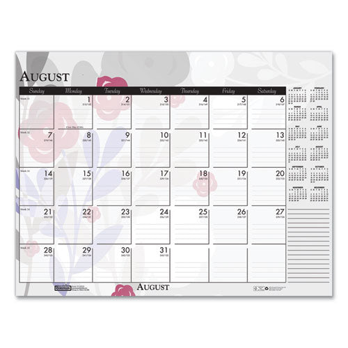 House of Doolittle™ Recycled Desk Pad Calendar, Wild Flowers Artwork, 18.5 X 13, White Sheets, Black Binding-corners,12-month (jan-dec): 2022 freeshipping - TVN Wholesale