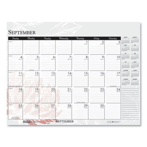 House of Doolittle™ Recycled Desk Pad Calendar, Wild Flowers Artwork, 22 X 17, White Sheets, Black Binding-corners,12-month (jan-dec): 2022 freeshipping - TVN Wholesale