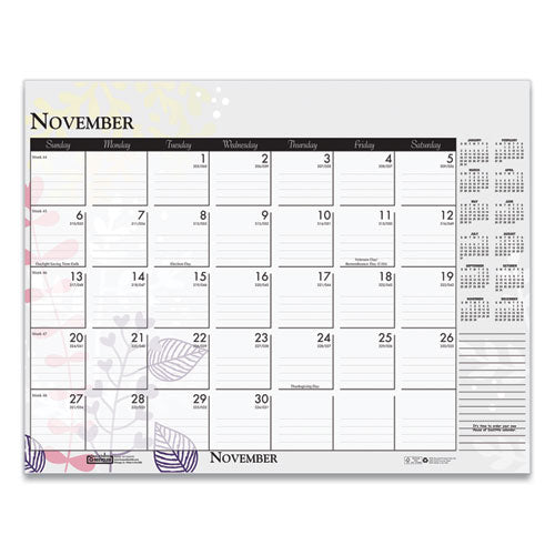 House of Doolittle™ Recycled Desk Pad Calendar, Wild Flowers Artwork, 22 X 17, White Sheets, Black Binding-corners,12-month (jan-dec): 2022 freeshipping - TVN Wholesale