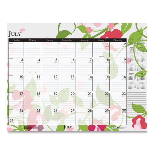 House of Doolittle™ Recycled Desk Pad Calendar, Wild Flowers Artwork, 22 X 17, White Sheets, Black Binding-corners,12-month (jan-dec): 2022 freeshipping - TVN Wholesale