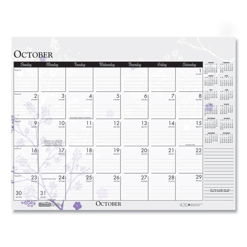 House of Doolittle™ Recycled Desk Pad Calendar, Wild Flowers Artwork, 22 X 17, White Sheets, Black Binding-corners,12-month (jan-dec): 2022 freeshipping - TVN Wholesale