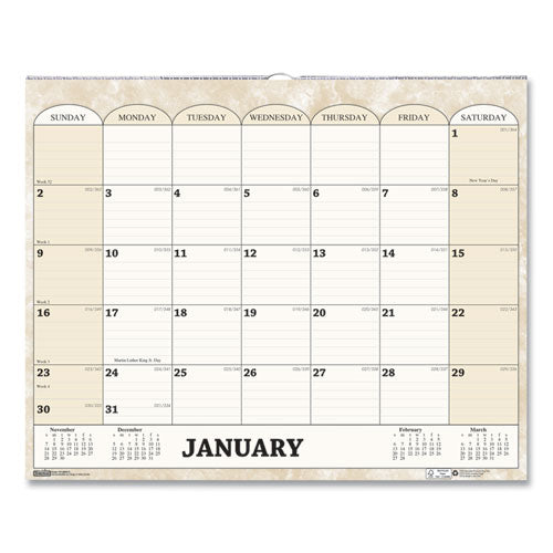 House of Doolittle™ Recycled Monthly Horizontal Wall Calendar, Marble Stone Artwork, 14.88 X 12, White-sand Sheets, 12-month (jan To Dec): 2022 freeshipping - TVN Wholesale