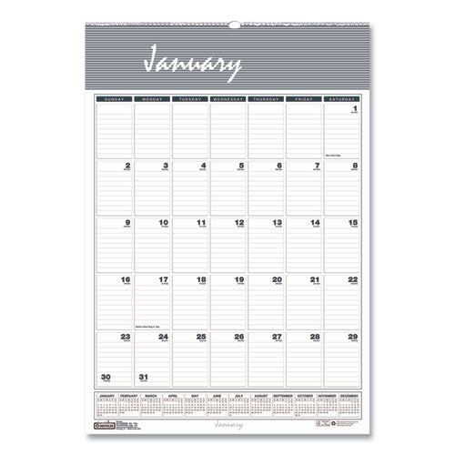 House of Doolittle™ Bar Harbor Recycled Wirebound Monthly Wall Calendar, 15.5 X 22, White-blue-gray Sheets, 12-month (jan-dec): 2022 freeshipping - TVN Wholesale