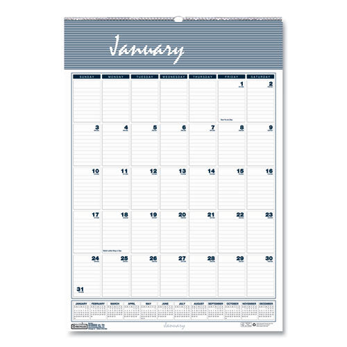 House of Doolittle™ Bar Harbor Recycled Wirebound Monthly Wall Calendar, 22 X 31.25, White-blue-gray Sheets, 12-month (jan-dec): 2022 freeshipping - TVN Wholesale