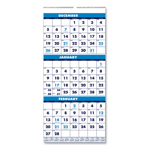 House of Doolittle™ Recycled Three-month Format Wall Calendar, Vertical Orientation, 8 X 17, White Sheets, 14-month (dec To Jan): 2021 To 2023 freeshipping - TVN Wholesale