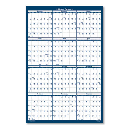 House of Doolittle™ Recycled Poster Style Reversible-erasable Yearly Wall Calendar, 32 X 48, White-blue-gray Sheets, 12-month (jan To Dec): 2022 freeshipping - TVN Wholesale